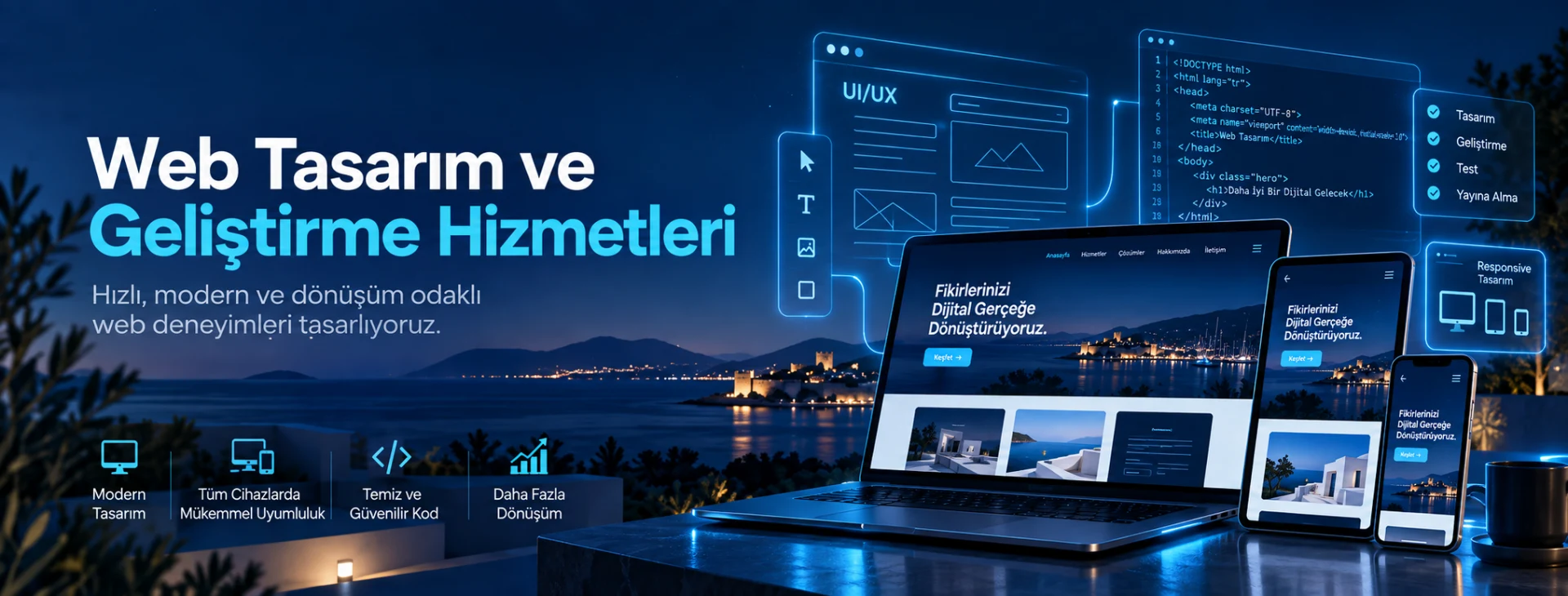 Web Tasarım ve Geliştirme Hizmetleri — Bodrumlu.net hizmet bannerı